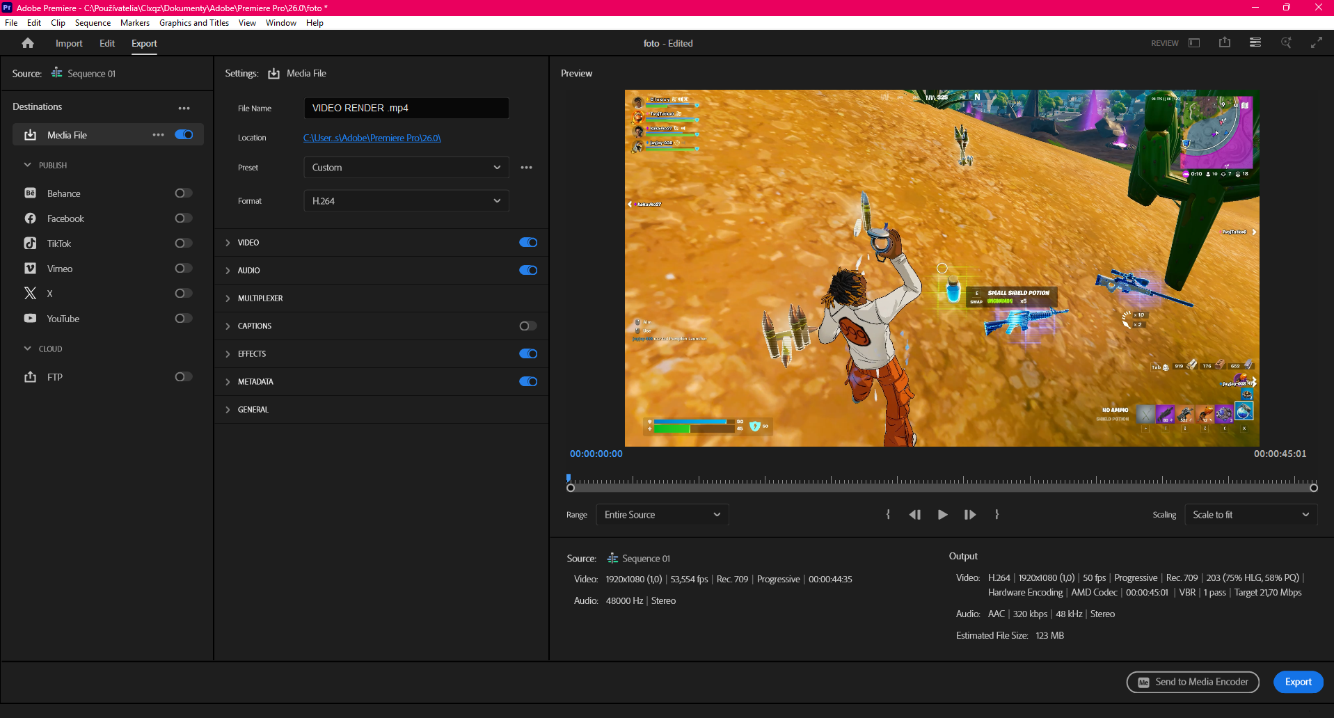 Renderovanie a export v Adobe Premiere Pro